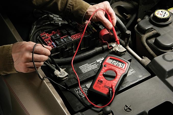 Gardner Bender GDT-3190 Digital Multimeter, 4 Function, 14 Range, Tests AC/DC Voltage, Resistance, and Battery, Manual Ranging, Auto-Off, 1/Each, Red With Black Rubber Boot