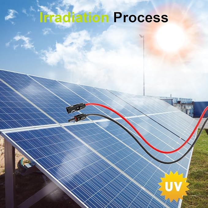 Solar Extension Cable 33Ft 10AWG, Solar Wire with Tool-Free Solar Connectors, Waterproof Solar Panel Extension Cable 6mm², PV Cable 10Gauge for Home Boat RV Solar Panels(33ft)