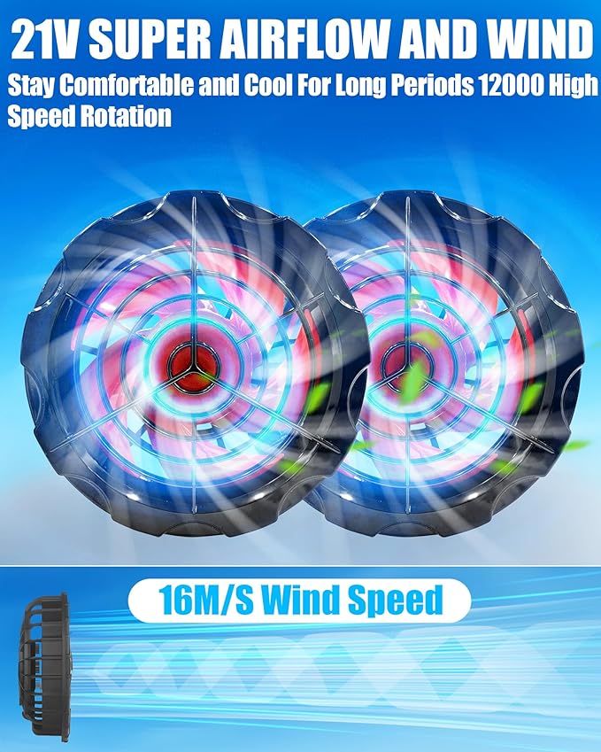Cooling Vest Jacket with 2 Fans - Men and Women 21V Air Conditioner Vests, With 20000mAh Battery