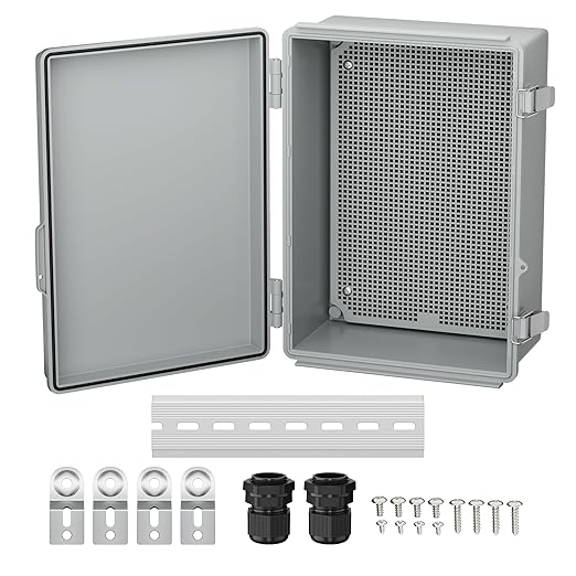 Joinfworld Waterproof Box for Electronics Outside 11.4x7.5x5.5 Outdoor Weatherproof Electrical Box Plastic Weather Proof Nema 4 Enclosure