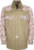 BOCOMAL FR Shirts Pearl Snaps Two Tone Plaid/Solid Flame Resistant Cotton Welding Shirt NFPA 2112 CAT 2