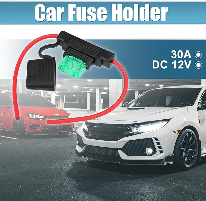 uxcell DC 12V 10 Gauge Car in Line ATC Blade Style Inline Fuse Holder with 30A Large Fuse