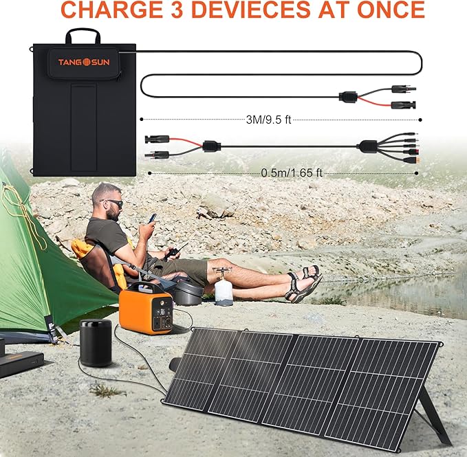 200W Portable Solar Panel for Power Station, 25% High Efficiency ETFE Foldable Solar Panel Charger,With USB-A QC3.0,Type-C, MC4 Output, IP65 Waterproof, for Outdoor Camping, RV, Emergency Power Supply