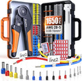 Preciva Ferrule Crimping Tool Kit - AWG 28-5 (0.08-16mm²) Hexagonal Ferrule Crimper with 1500Pcs Ferrules Connectors and 150Pcs Cable Ties, Self-Adjustable Ratchet Ferrule Terminals Crimping Tool