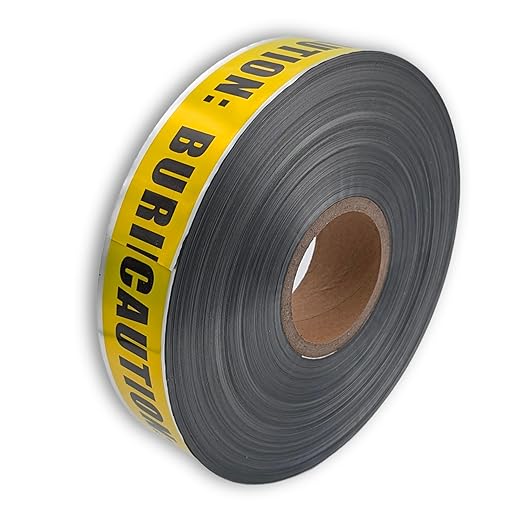 ACE Supply Detectable Underground Gas Line Tape - Detectable Underground Tape - 2 Inch x 1000 Ft Length, 5 Mil - Buried Gas Line Tracer for Utility Marking