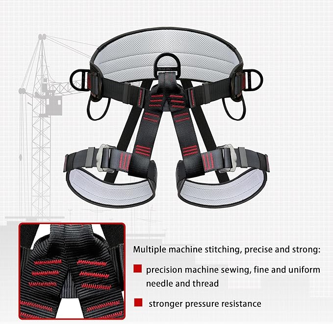 Climbing Belts, Thicken Professional Half Body Safety Belt Climbing Gear for Tree Climbing, Fire Rescue, Roofing