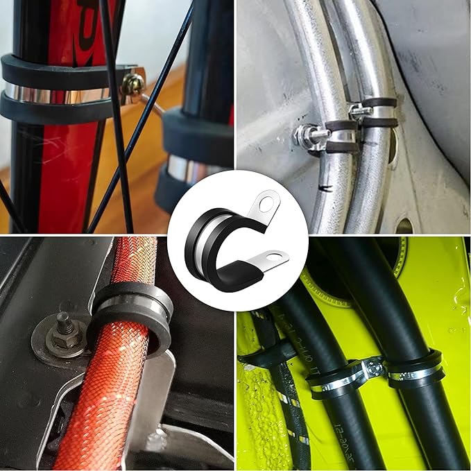 30PCS 5/8 Inch Cable Clamps, 304 Stainless Steel Rubber Coated Cable Clamps, Pipe Clamps