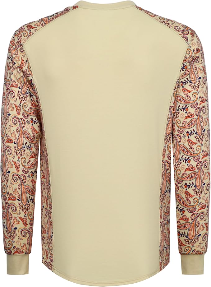 BOCOMAL FR Shirts Crewneck 5.5oz Lightweight Cotton Paisley Camo Two-Tone Flame Resistant Long Sleeve CAT2 Work Shirt
