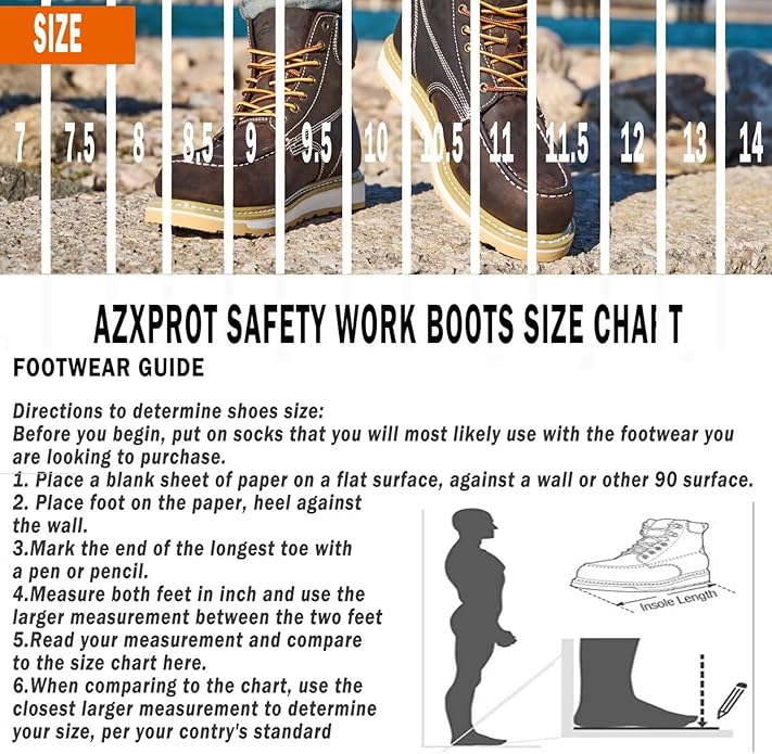 Work Boots for Men, 6" Soft Toe Wedge Sole Waterproof Safety Boots, Comfortable Construction Work Safety Shoes