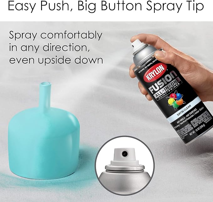 Krylon Fusion All-In-One Adhesive Spray Paint for Indoor/Outdoor Use, 12 oz, Clear
