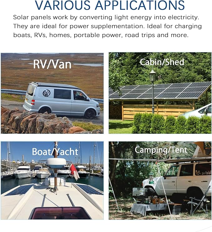XINPUGUANG Flexible Solar Panel 100W 12V Monocrystalline Solar Kit Hightweight module, 10A charge controller ,Extension cable for RV Boat Cabin Car (100W-1)