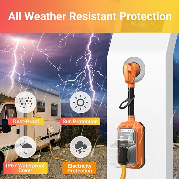 EyGde RV Surge Protector 50 Amp to 30 Amp Waterproof, RV Circuit Analyzer with with Full Electrical Protection, Power 50Amp to 30Amp Plug Adapter Protectors for Camper Travel Trailer Accessories