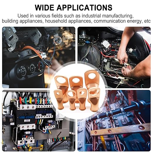 Twidec/230PCS Battery Cable Ends Kit AWG 8 6 4 2 1 1/0 2/0 Heavy Duty Copper Lugs Cable Wire Lugs,Copper Ring Terminals Connectors with Heat Shrink Tube and Hydraulic Crimping Tool 10 Tons with 9 Die
