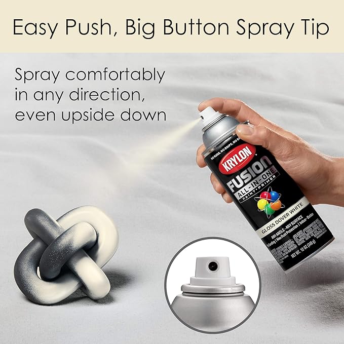 Krylon Fusion All-In-One Adhesive Spray Paint for Indoor/Outdoor Use, 12 oz, Dover White