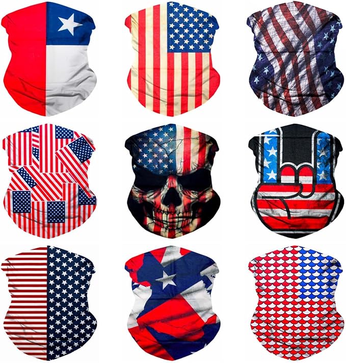 Sojourner Neck Gaiter, Bandana, Buff (9 Pack) - Face Cover for Men, Women, and Teens - Neck Warmer UV Sun Protection Gator