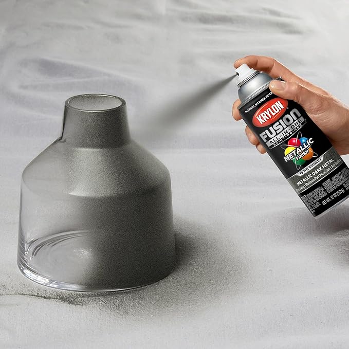 Krylon Fusion All-In-One Adhesive Spray Paint for Indoor/Outdoor Use, 12 oz, Dark Metal