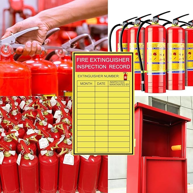 Monthly Fire Extinguisher Inspection Tags Stickers Safety Stickers 3x5 Inch Year Maintenance Extinguisher Recharge and Inspection Record Labels Inventory Sticker 60Pcs Check Record Vinyl Sticker Label