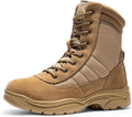NORTIV 8 Men's Military Tactical Work Boots Side Zipper Leather Motorcycle Combat Boots Trooper