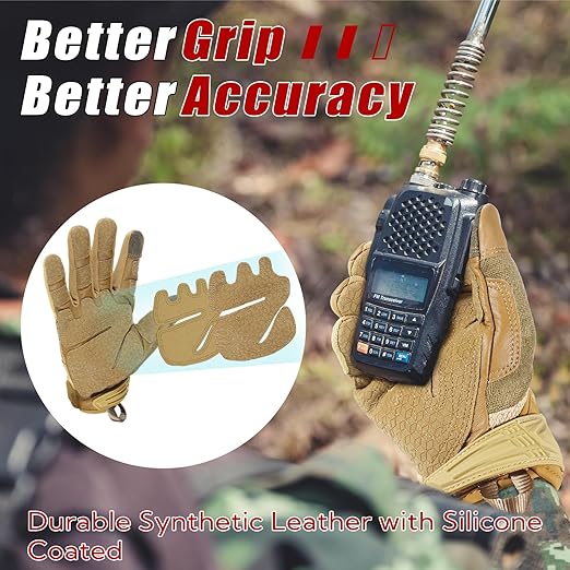 HANDLANDY Tactical Gloves for Airsoft Shooting, Flexible Grip Work Gloves for Men, Touchscreen Utility Mechanics Gloves (Large, Brown)