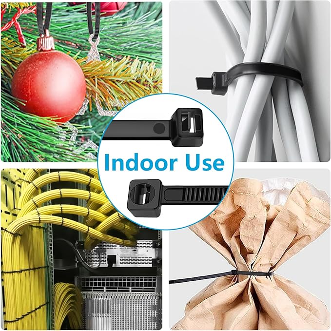 Zip Ties 12 inch (4000 Pack), 85 lb, Double-sided Toothed, Delivering 1.7X Tensile Strength in the Same Specs, Black, Heavy Duty Cable Ties, Glufirm