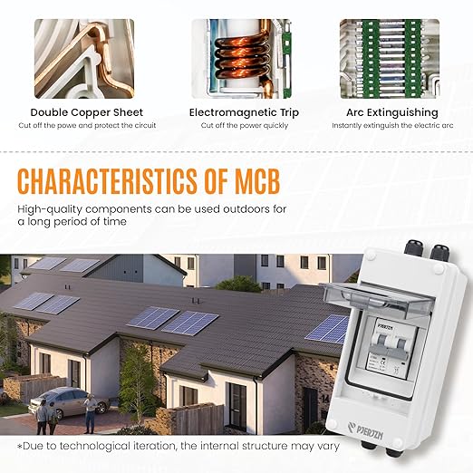 Solar Panels Disconnect Switch 16A 1000VDC PV Shut Off Switch Outdoor Circuit Breaker Box IP65 Waterproof UV-Proof