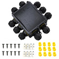 IP68 Waterproof Junction Box Outdoor 10Way 10 Cable M25 Gland Wire Connector, Extension Electrical Cable Protector for Diameter Cable Ø4-14mm Black 1Pack