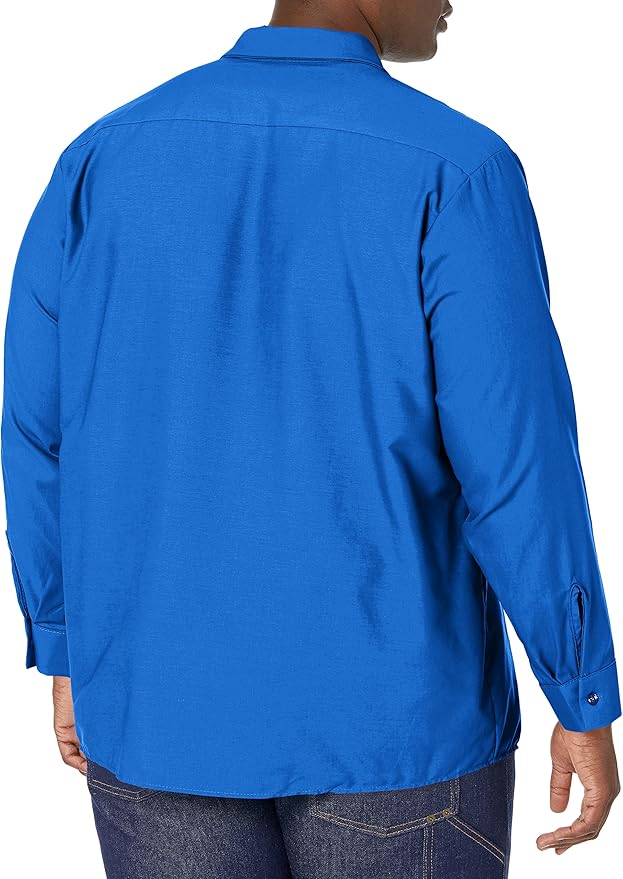 Red Kap Men's Long Sleeve Industrial Work Shirt | Moisture Wicking Button Up, Wrinkle Resistance Fights Fading & Stains