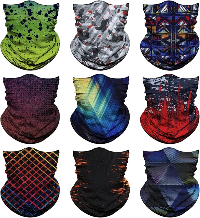 Venswell Neck Gaiter Face Mask Men Women,Seamless Bandana Rave Face Cover Scarf Mask,Balaclava,Headband, Head Wrap,Headwear