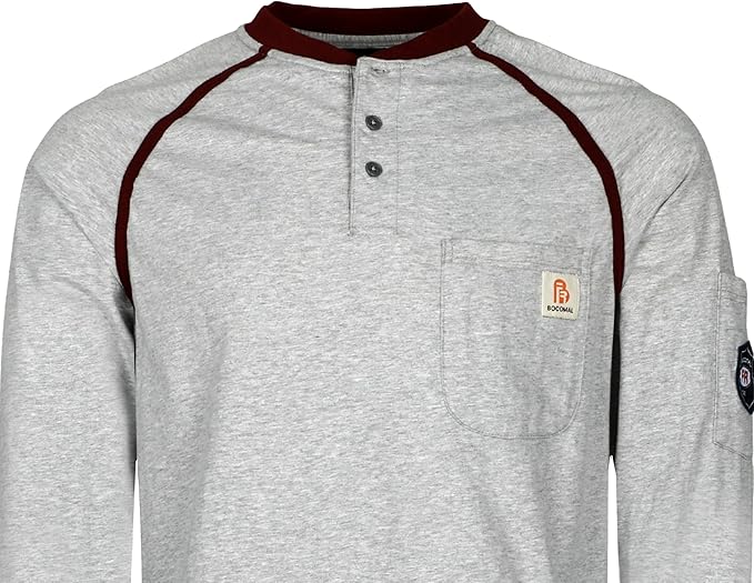 BOCOMAL FR Shirts 5.5oz Light Weight Henley and Short Sleeve Flame Resistant/Fire Retardant Clothing Shirt