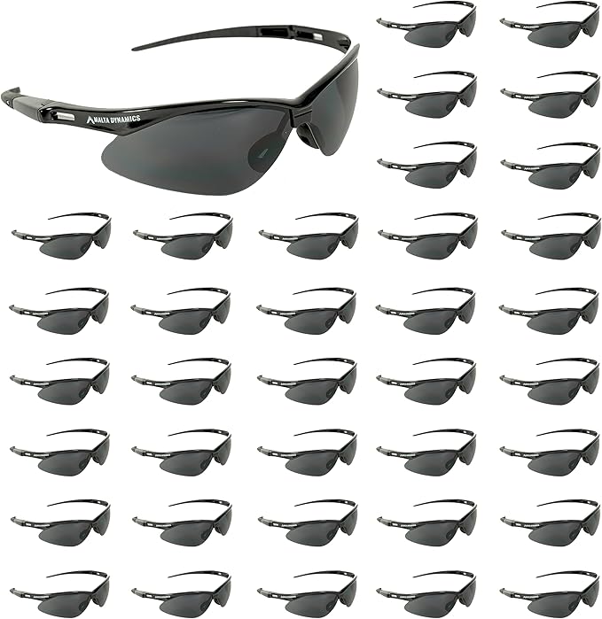 Malta Dynamics APEX Safety Glasses – Anti Scratch and Anti Fog Protection, Construction Safety Glasses for Men and Women, ISEA & ANSI Z87 Compliant (Tinted, 36 Pairs)