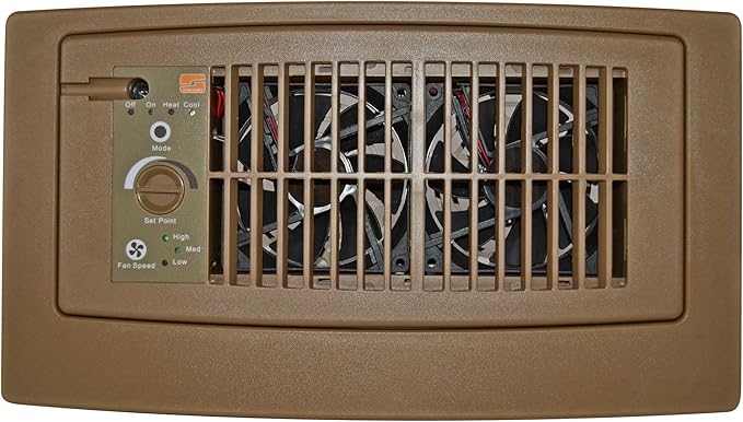Suncourt Flush Fit Floor/Wall Register Booster Fan — Ultra-Quiet, 5-Speed Vent Fan with Smart Technology and 6-Foot Power Cord, HC500-BPL (Brown)