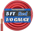 WNI 1/0 Gauge 5 Feet Red 1/0 AWG Ultra Flexible Welding Battery Copper Cable Wire - Made in The USA - Car, Inverter, RV, Solar