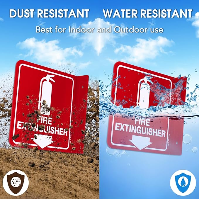 T&R Fire Extinguisher Sign, Fire Extinguisher with Down Arrow - 8 Pack - 6 x 6 Inches Acrylic, 2 pre-drilled holes, Includes Matching Screws, Use for Home Office/Business