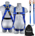 TRSMIMA Safety Harness Fall Protection - Roofing Full Body Construction Lanyard Kit Men Fall Arrest Work Tree Climbing Roofer D-ring ANSI