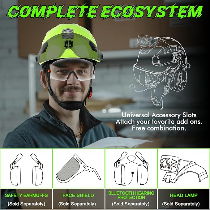 GREEN DEVIL Safety Hard Hat with Tinted & Clear Visor Vented Construction Helmet Cascos de Construccion ABS Work hardhats for Men