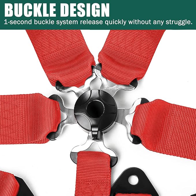 BESTZHEYU 5-Point Racing Harness Set SFI with Ultra Comfort Heavy Duty Shoulder Pads
