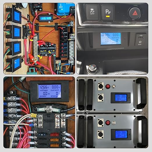 DROK Digital Multimeter DC 8-100V 20A Voltage Amperage Power Energy Meter, DC Volt Amp Tester Gauge Monitor LCD Digital Display with Built-in Shunt