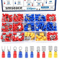 smseace 22-10AWG Wire Crimp Connectors 2.8mm/4.8mm/6.3mm Male and Female Connector kit Insulated Wire Spade/Fork/Ring Electrical Speaker Connector