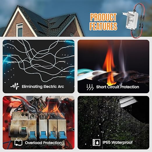 Solar Panel Disconnect Switch 1000V DC/AC 30A PV Disconnect Switch Outdoor Miniature Circuit Breaker IP65 More Space Quick Installation for Solar PV Array Homes Battery (1000V 30 Amp)