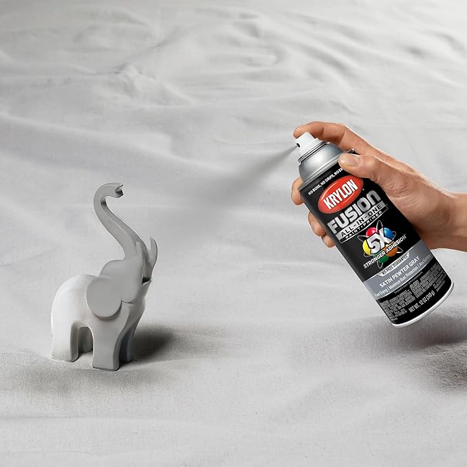 Krylon Fusion All-In-One Adhesive Spray Paint for Indoor/Outdoor Use, 12 oz, Pewter Gray