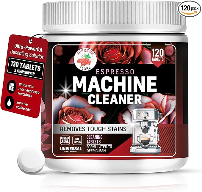Espresso Machine Cleaning Tablets 120 Count - Coffee Machine Cleaner Tablet Compatible with Breville, Gaggia, De'Longhi, Jura, Philips & More, Universal Descaler With No Residue & Oil