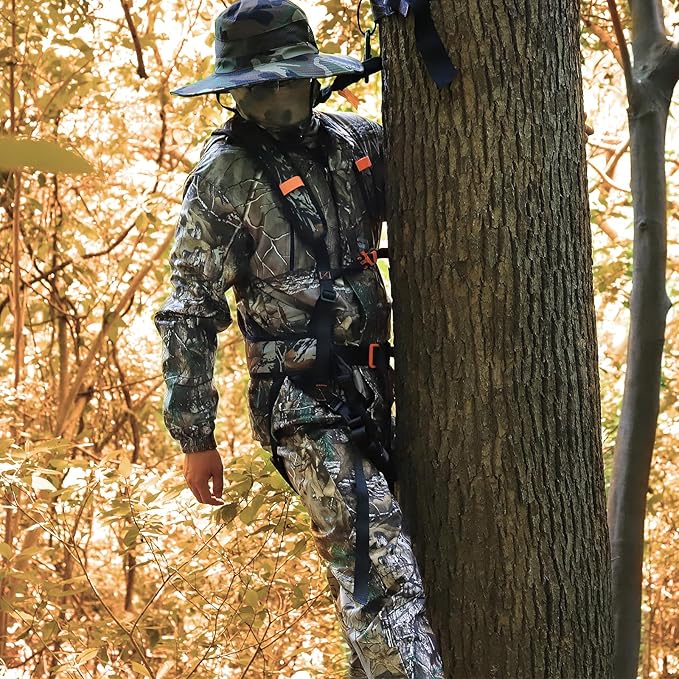 Kalkal Tree Stand Harness, Hunter Safety System with Whistle Aid, Adjustable Lightweight Hunting Harness for Hunting M/L/XL