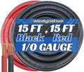 WNI 1/0 Gauge 15 Feet Black 15 Feet Red 1/0 AWG Ultra Flexible Welding Battery Copper Cable Wire - Made in The USA - Car, Inverter, RV, Solar