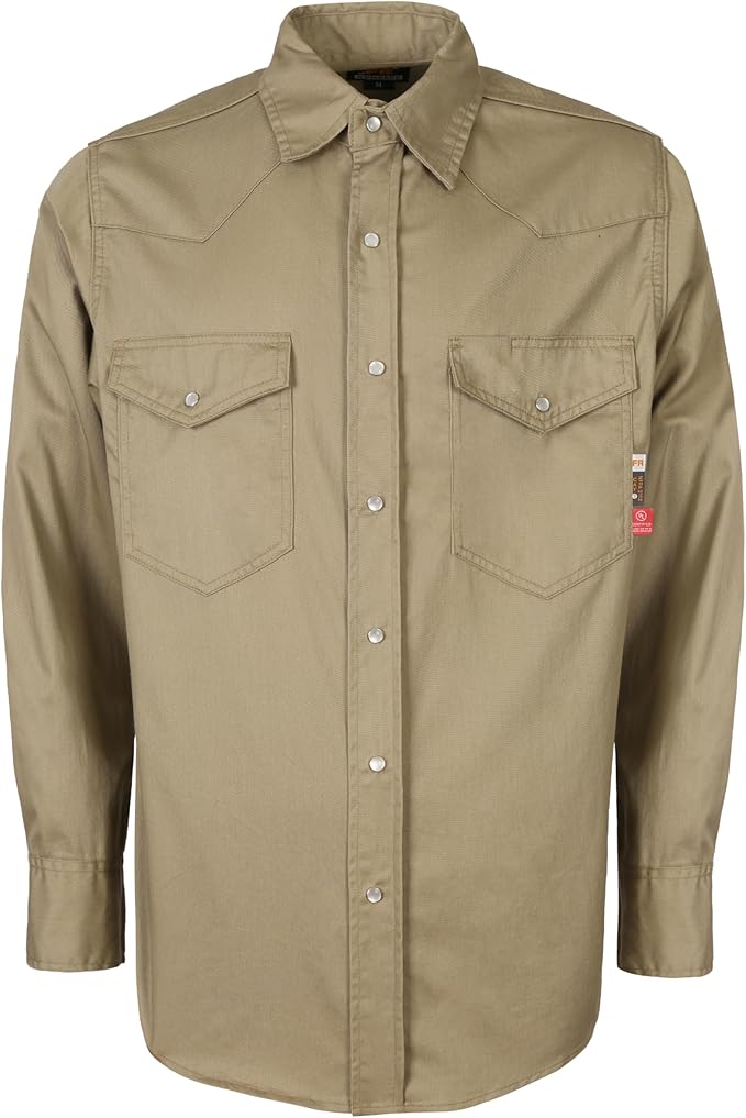 KONRECO FR Shirts for Men 6.5oz Lightweight Work Uniform Flame Resistant Welding Shirt/Water & Stain Repellent
