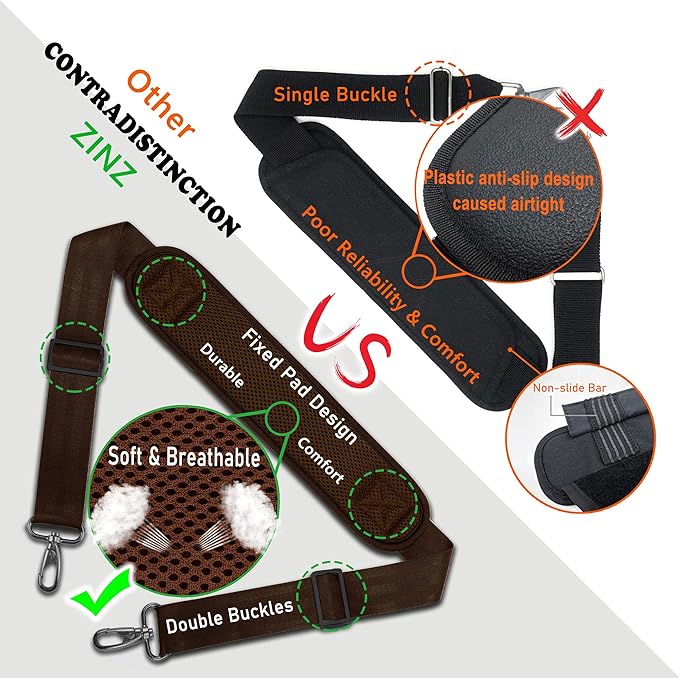 ZINZ Bag Shoulder Strap, Padded Adjustable Shoulder Strap Replacement