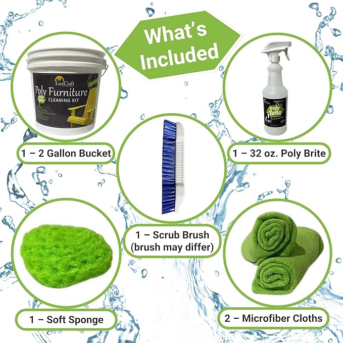 LuxCraft Poly Brite Spray Cleaning Kit for HDPE Outdoor Poly Lumber Furniture Cleaner and Outdoor Patio Furniture Cleaner for Outside