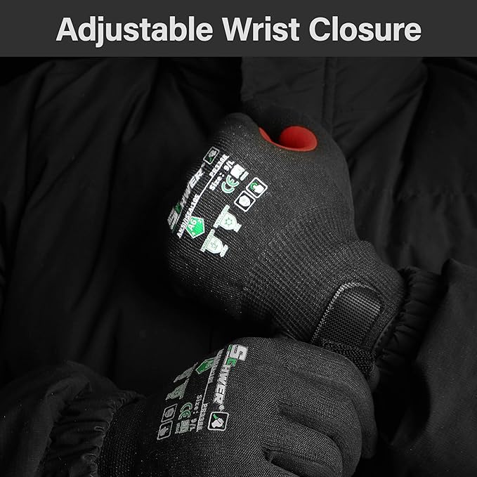Schwer FreezeGuard Winter Work Gloves for Men and Women, ANSI A6 Cut Resistant Gloves With Super Grip, Freezer Glove for Work, Touchscreen, Thermal Insulated, PR3388, Black Knight (L, 1 Pair)