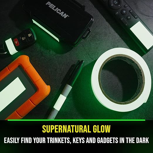 Lockport Glow in The Dark Tape - 15 Ft x 0.5 in - Bright - Rechargeable - Reflective - Glow Tape in The Dark - Halloween Decoration, Christmas Decor, Night Decorations, Home Marking, Stairs, Exit Sign