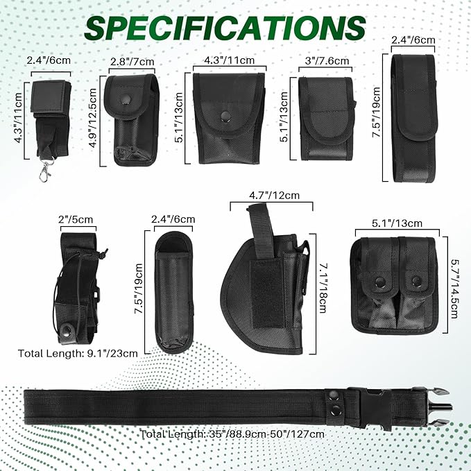 MAOPINER 10 in 1 Police Utility Belt, Tactical Security Guard Duty Belt, Law Enforcement Modular Equipment System, Military Tactical Utility Belt with Pouches, Black Molded Duty Belt Set