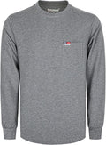 BOCOMAL Men's FR Shirts Long Sleeve Crewneck EX Soft Heather Series 6oz Midweight Flame Resistant Work T Shirt CAT2
